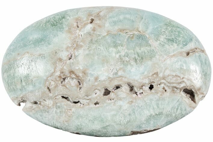 Polished Blue Caribbean Calcite Palm Stone #221348